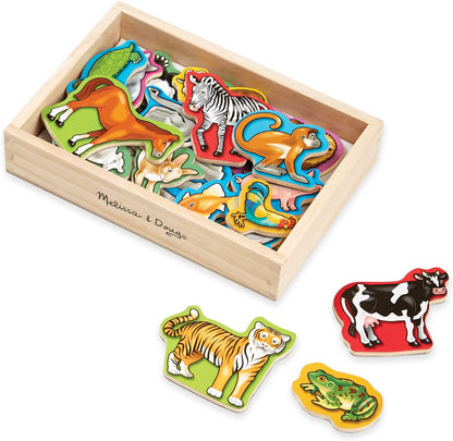 Melissa & Doug Ímãs animais de madeira de <br> Entrega Rápida? Ímãs para crianças | Imãs de geladeira para crianças | Brinquedos de desenvolvimento e atividades iniciais | Brinquedos de aprendizagem