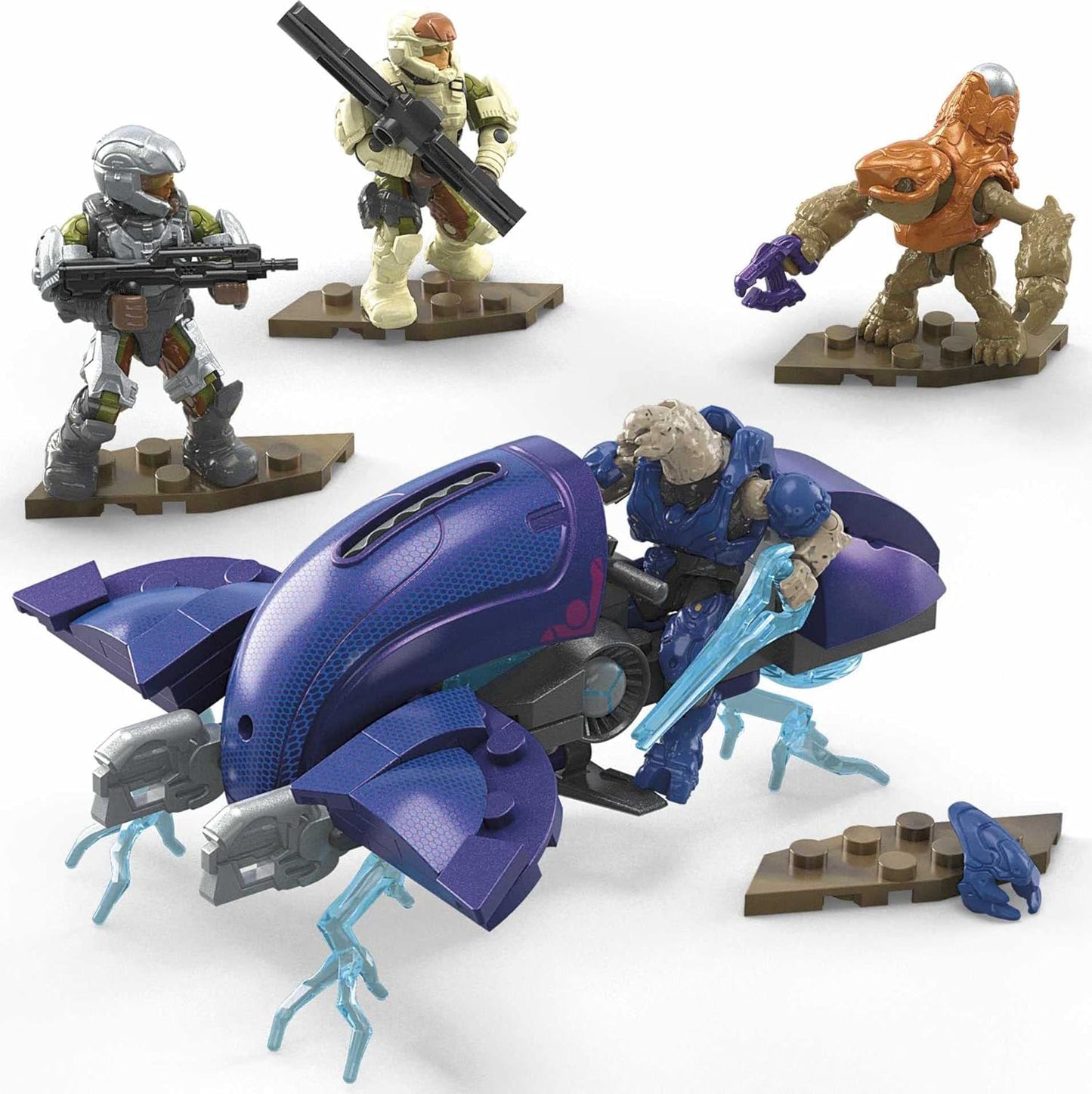 MEGA Conjuntos de construção de brinquedos Halo, Ghost of Requiem com 135 peças, 4 microfiguras de ação e acessórios, para colecionadores