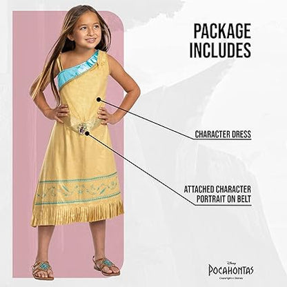 DISGUISE Traje oficial de luxo Pocahontas da Disney para crianças, traje de princesa nativa americana para crianças disponíveis nos tamanhos S e M