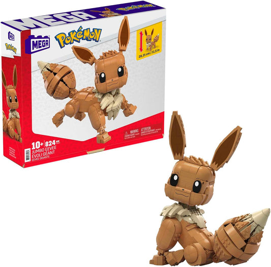 MEGA Conjunto de construção de brinquedos Pokémon Jumbo Eevee, 11 polegadas de altura, articulado, 824 peças e peças, para meninos e meninas, a partir de 6 anos, GMD34