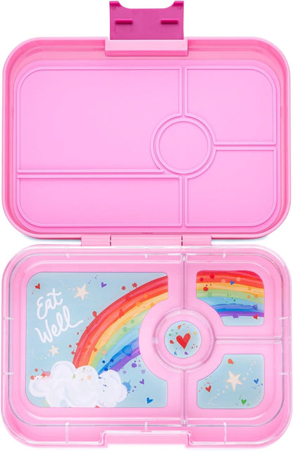 Yumbox Lancheira Bento Tapas 4,2 xícaras: Design de 4 compartimentos à prova de vazamentos em Capri Pink Rainbow - Perfeito para refeições portáteis ricas em nutrientes para adultos e crianças maiores