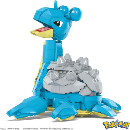 MEGA Conjunto de brinquedos de construção de bonecos de ação Pokémon para crianças, Lapras com 527 peças e movimento, montável e articulável, 7 polegadas de altura, HKT26