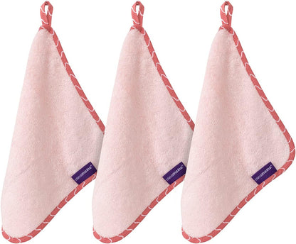 ClevaMama Toalla facial de bambú para bebé, ultra suave y absorbente, hecha de bambú y algodón, juego (paquete de 3) - Rosa