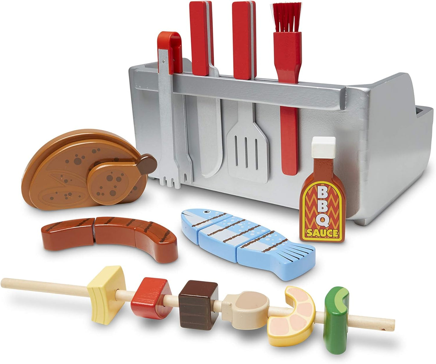 Melissa & Doug Conjunto de Churrasco Rotisserie & Grill | Acessórios e brinquedos de cozinha | Dramatização | Brinquedos para 3 anos | Cozinha de brinquedo | Cozinha infantil e lúdica | Brinquedos de madeira para brincar | Presente para menino ou menina