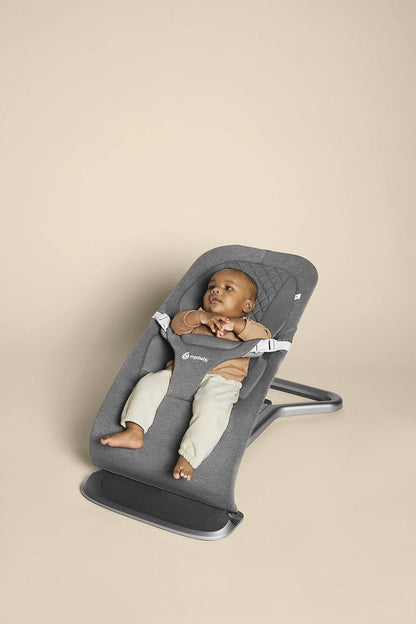 Ergobaby 3 em 1 Evolve Bouncer, espreguiçadeira ergonômica para bebês para recém-nascidos desde o nascimento até a criança, balanço para bebês com inserção para recém-nascidos (2,5 kg - 13,2 kg), cinza carvão