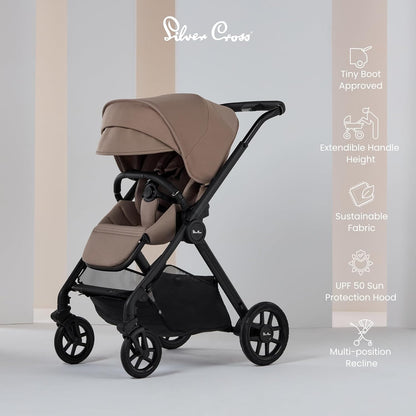 Silver Cross - Carrinho Reef 2 - Carrinho compacto e sistema de viagem para conforto todo-o-terreno - Recém-nascido até 4 anos (22kg) - Mocha