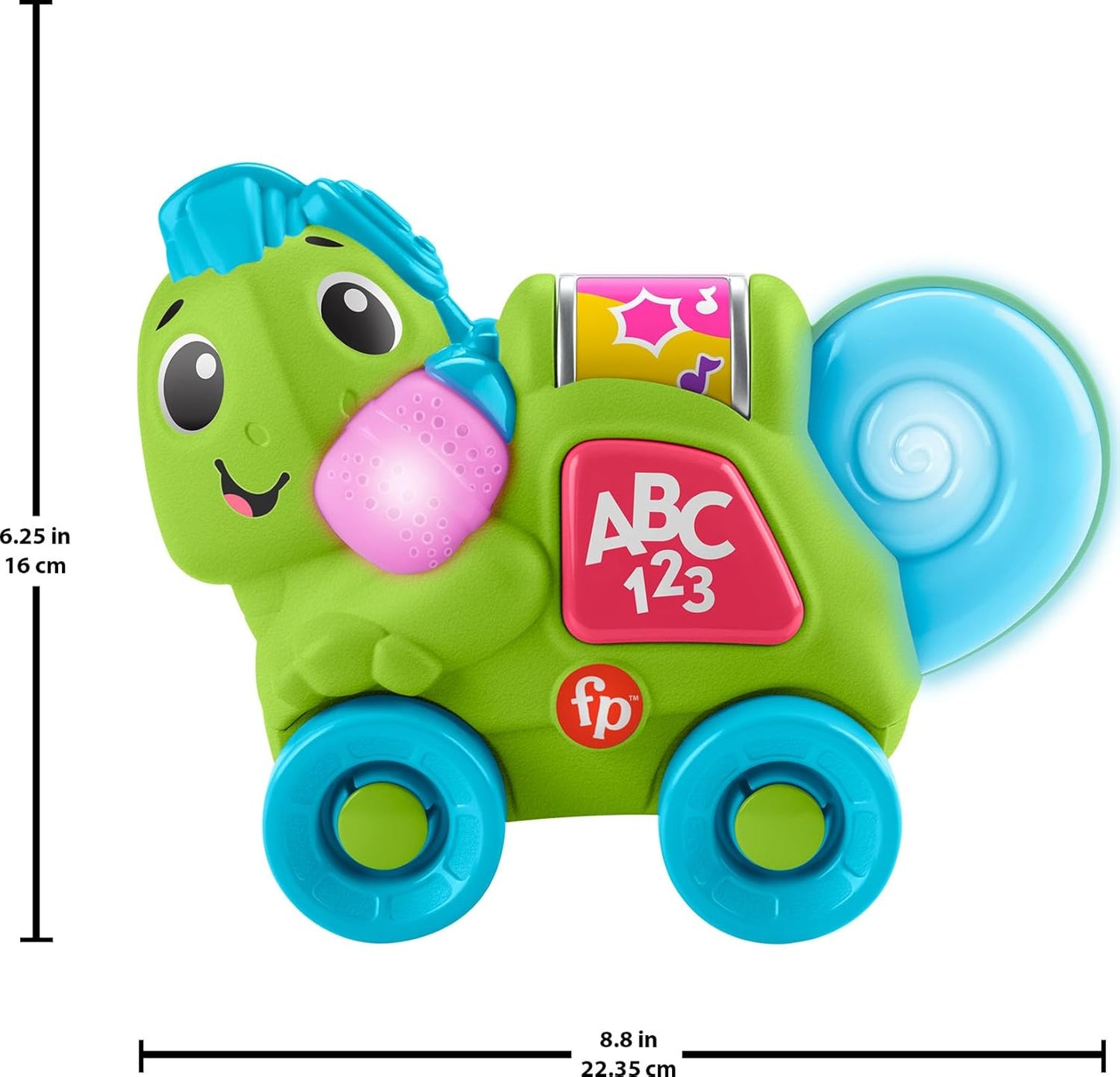 Fisher-Price Brinquedo de aprendizagem para bebês Link Squad Crawl ‘n Colors Camaleão com música e luzes para idades de 9+ meses, versão em inglês do Reino Unido, compatível apenas com itens Link Squad, HYL21