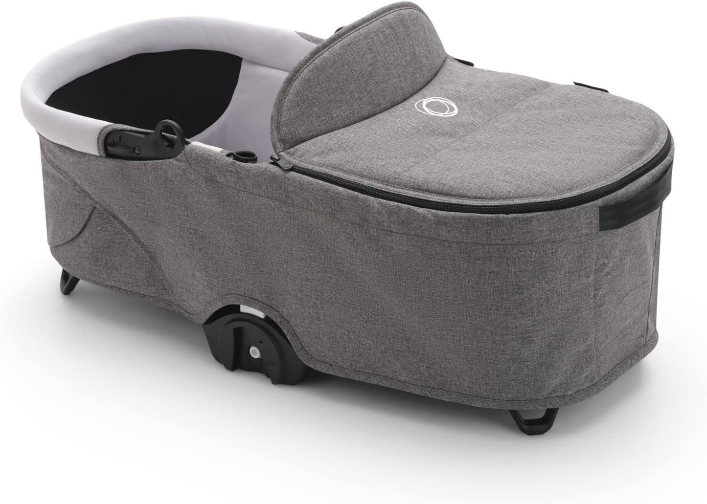 Berço Bugaboo Dragonfly, alcofa com colchão e avental arejados, dobra fácil com uma mão com carrinho de bebê em qualquer posição, carrinho Dragonfly City compatível, melange cinza