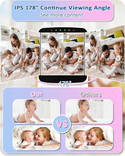 HelloBaby Monitor de bebê, bateria com duração de 29 horas, monitor de bebê com câmera e visão noturna, sem Wi-Fi, câmera remota Pan Tilt de 355 °/120 ° Zoom 2x, modo ECO, exibição de tempo, conversa bidirecional, até 1000 pés, temperatura