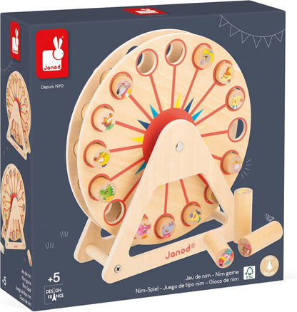 Janod - Roda Gigante de Madeira Applepop - Jogo Infantil - 1 Roda Gigante + 16 Peças - Desenvolve Reflexão e Concentração - Brinquedo de Madeira FSC - 5 Anos +,