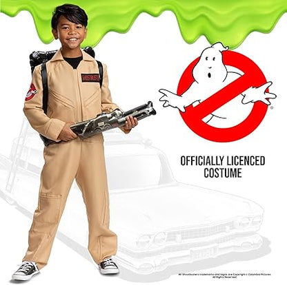 DISGUISE Fantasia infantil oficial Deluxe Ghostbusters inclui mochila Proton Pack, Ghostbusters Fancy Dress Up Ghost Buster Outfit para crianças - Tamanho 6 a 7 anos