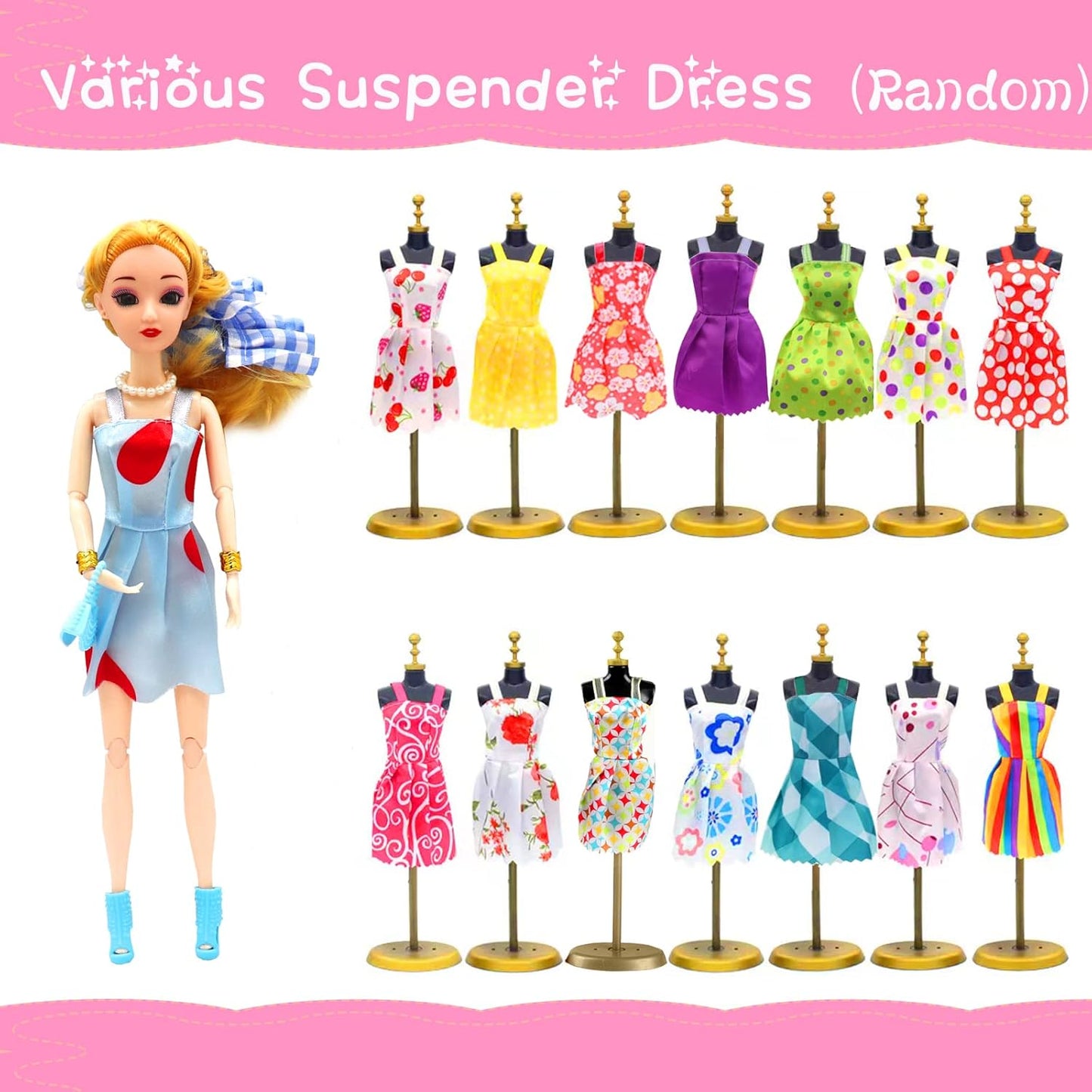 56 piezas de ropa de muñeca para Barbie, accesorios de muñeca, mini vestido, vestido de fiesta, conjunto de bikini, tops, pantalones, bolsos, zapatos, accesorios de joyería, estilo aleatorio para muñeca de niña de 11,5 pulgadas