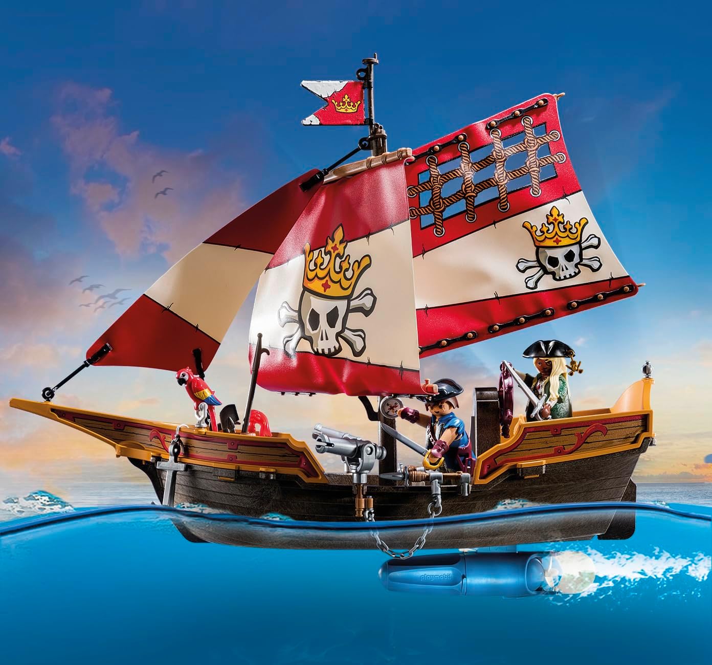 Playmobil 71418 Piratas: navio pirata, aventuras emocionantes em alto mar para crianças de 4 anos ou mais