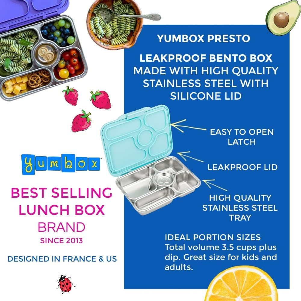 Yumbox Caixa Bento de aço inoxidável Presto (azul Santa Fé)