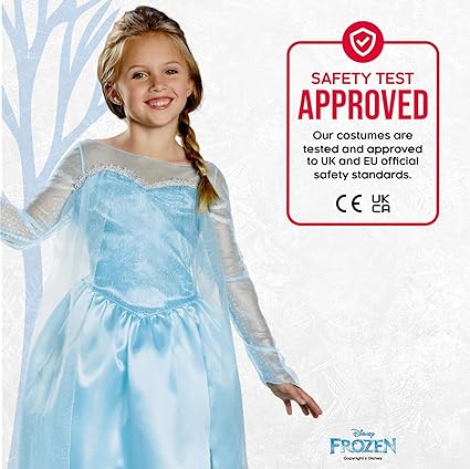 DISGUISE O mais recente vestido clássico oficial da Disney Frozen Elsa para meninas – feito com cetim super macio – Natal, Halloween, vestido de princesa, fantasia, vestido extravagante