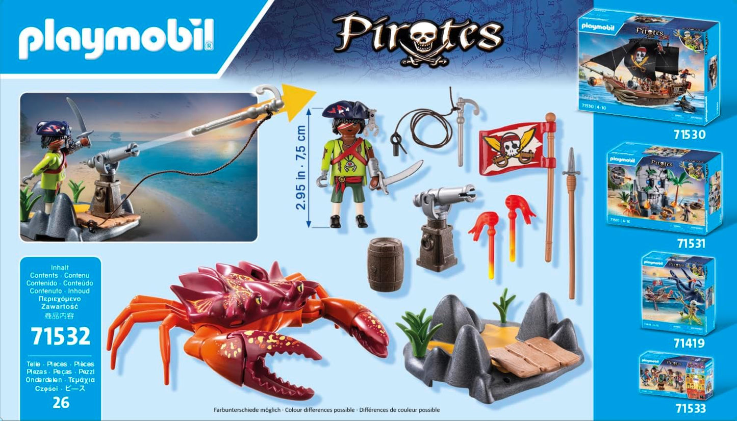 Playmobil 71532 Piratas: Lute com o Caranguejo Gigante, mundo pirata de fantasia, encenação divertida e imaginativa, conjuntos de jogos adequados para crianças a partir de 4 anos