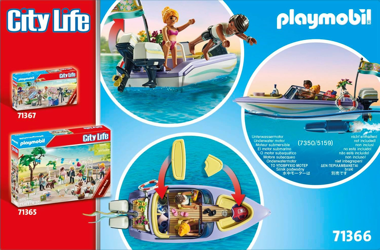 Playmobil 71366 Pacote promocional de viagem de lancha para lua de mel de casamento, conjunto de presente de cerimônia, dramatização divertida e imaginativa, conjuntos de jogos adequados para crianças de 4 anos ou mais