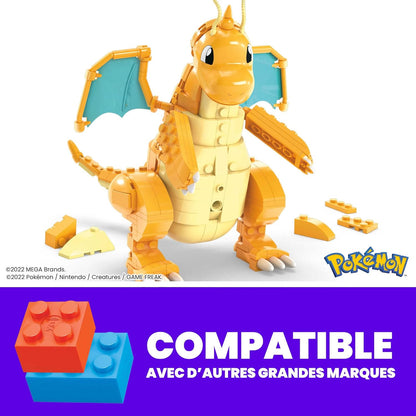 MEGA Brinquedos de construção de bonecos de ação Pokémon para crianças, Dragonite com 387 peças e movimento de bater asas, ideia de presente para maiores de 9 anos, HKT25