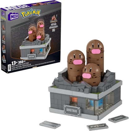 MEGA Conjunto de brinquedos de construção Pokémon Mini Motion Dugtrio com 350 peças, Pop Up Motion, 5 polegadas de altura, para colecionadores adultos, HTH73