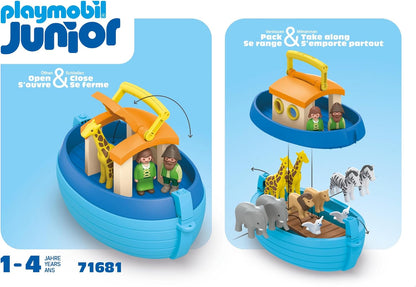 PLAYMOBIL 71681 JUNIOR: My Take Along Arca de Noé, incluindo rampa e nove animais, brinquedo sustentável feito de plástico à base de plantas, brinquedo para presente, conjuntos de jogos adequados para crianças de 1 ano ou mais