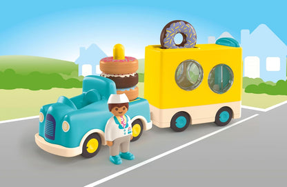 Playmobil 71702 JUNIOR: Crazy Donut Truck com recurso de empilhamento e classificação, brinquedos educativos, feitos de mais de 90% de plásticos à base de plantas, brinquedo para presentear, adequado para crianças de 12 anos