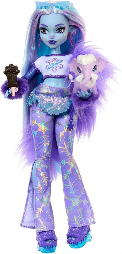 Monster High Boneca, Boneca Abbey Bominable Yeti Fashion com Mamute de Estimação e Acessórios Temáticos, HNF64, multicor