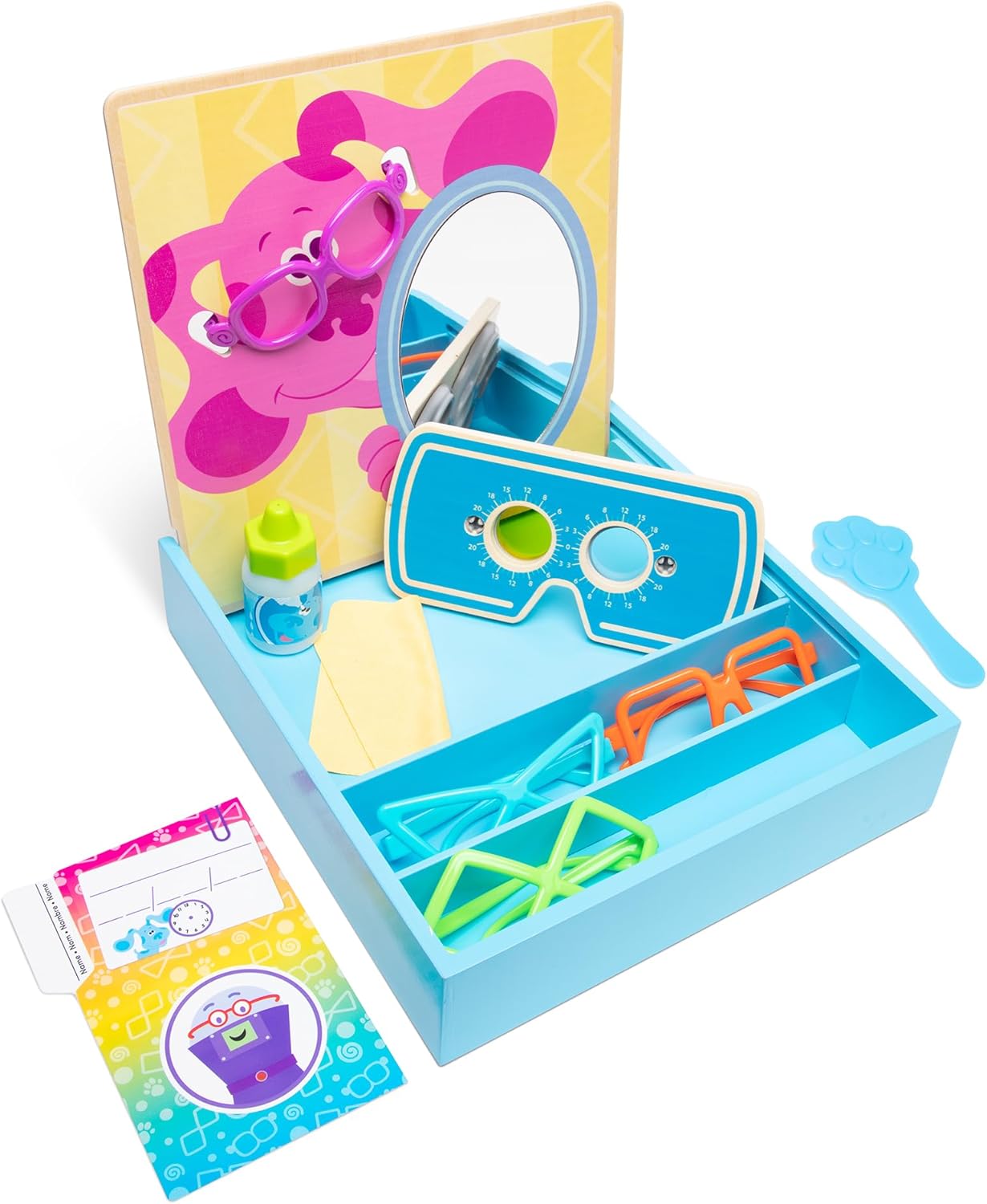 Melissa & Doug As pistas de Blue e você! Hora dos óculos Eye Doctor Play Set | Brinquedo de dramatização para crianças | 3 e superiores | Presente para meninos ou meninas | Materiais certificados pelo FSC