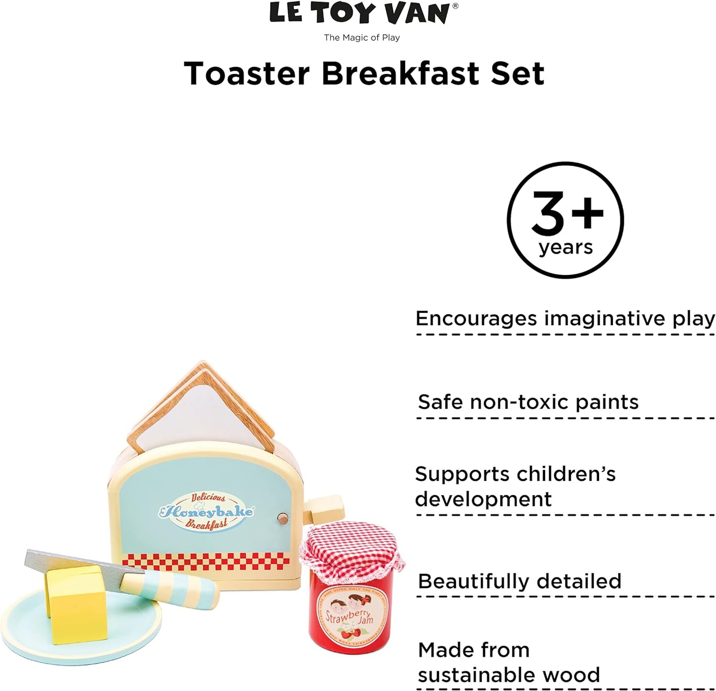 Le Toy Van - Conjunto de brinquedos de simulação de misturador de madeira Honeybake | Acessórios de cozinha para brinquedos de dramatização infantil