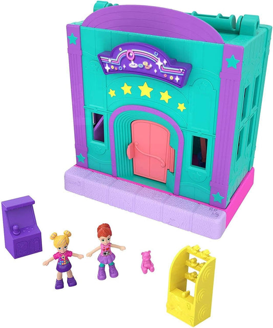 Polly Pocket Pollyville Arcade com 4 andares, 2 bonecas e 5 acessórios