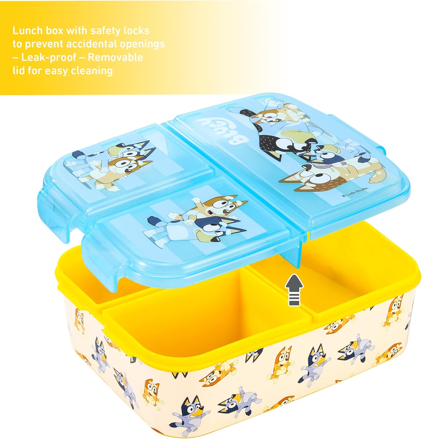 Zawadi Global Conjunto de lancheira infantil Bluey Kids - lancheira isolada, lancheira com vários compartimentos e garrafa de água de 540 ml - conjunto de comida para almoço de viagem escolar, sem BPA