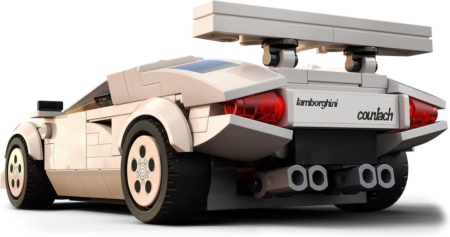 LEGO Speed Champions Lamborghini Countach, réplica de modelo de brinquedo de carro de corrida, conjunto de construção colecionável com minifigura de piloto de corrida 76908