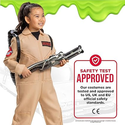 DISGUISE Fantasia infantil oficial Deluxe Ghostbusters inclui mochila Proton Pack, Ghostbusters Fancy Dress Up Ghost Buster Outfit para crianças - Tamanho 6 a 7 anos