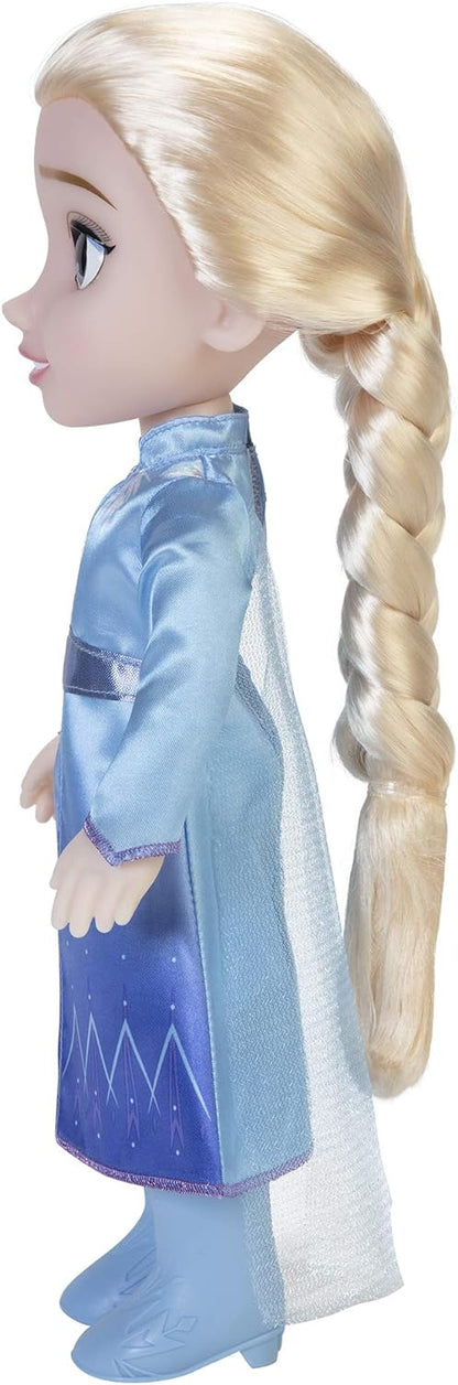 Frozen  Boneca de viagem Disney 2 Elsa, boneca de 14 ”/ 35 cm de altura, inclui vestido de moda icônico inspirado em filmes, botas e cabelo longo trançado para brincadeiras adicionais, para meninas a partir de 3 anos