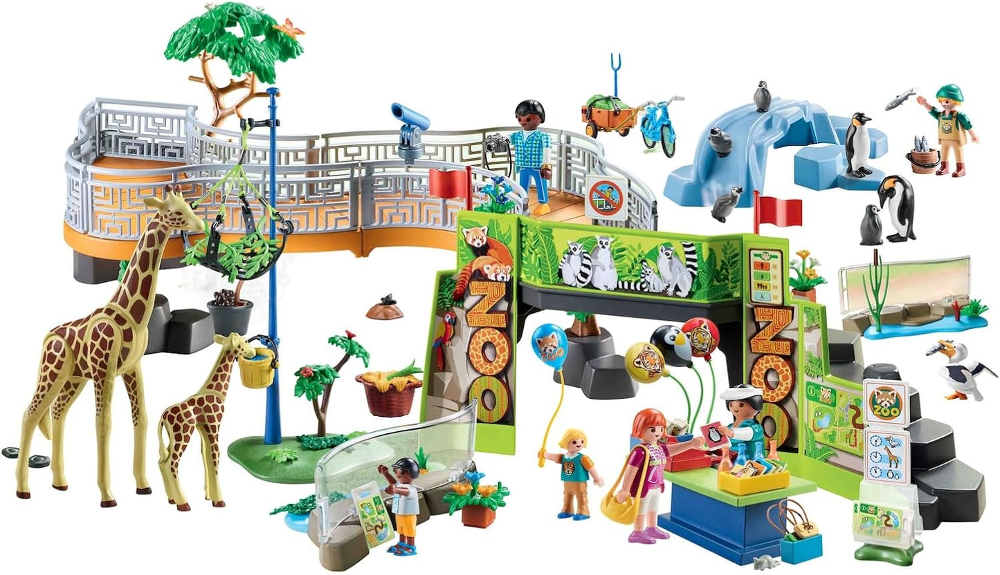 Playmobil 71600 MyLife: Large City Zoo, extenso zoológico com 16 animais exóticos, bem como acessórios variados, conjuntos de jogos detalhados adequados para crianças a partir de 4 anos