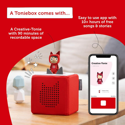 tonies Toniebox Wireless Musical Storybox Starter Set, incluindo 1 criativo, cinza