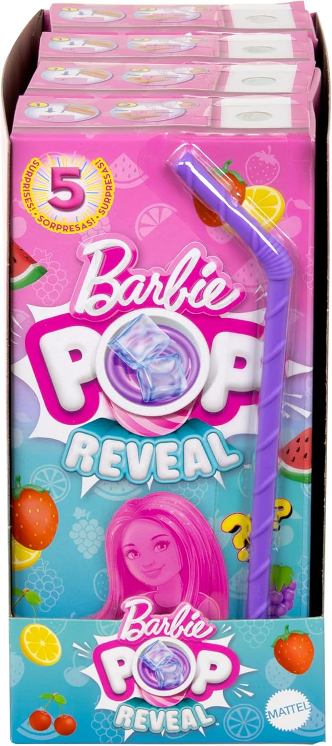 Barbie  Boneca pequena Pop Reveal Chelsea, série Fruit com 5 surpresas, incluindo bichinho de estimação Pop-It e acessórios, com aroma e mudança de cor (os estilos podem variar), HRK58