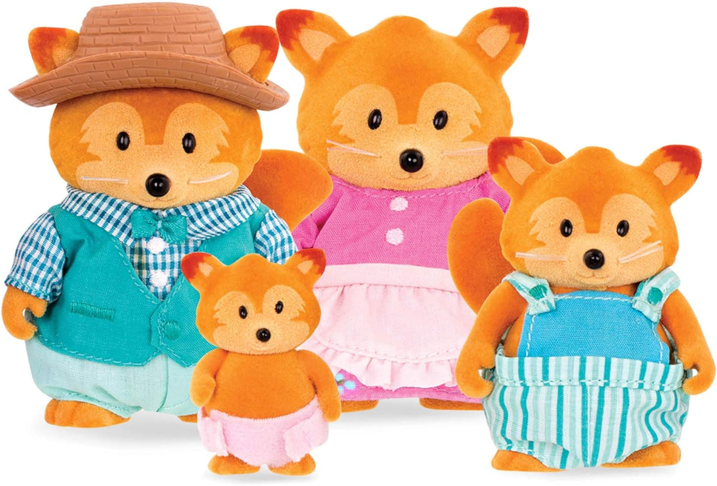 Li'l Woodzeez  6483 Acces Battat Li’l Woodzeez – Família Tippytail Fox – Conjunto de 5 peças com estatuetas em miniatura e livro de histórias – Brinquedos e acessórios de animais para crianças a partir de 3 anos