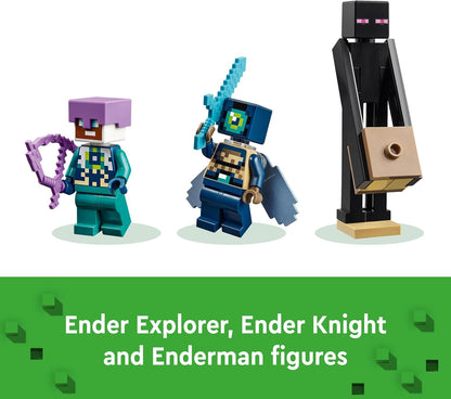 LEGO Minecraft The Ender Dragon e End Ship, brinquedo para meninos e meninas de 8 anos ou mais, apresenta uma figura de Enderman, conjunto de construção de videogame para jogo independente