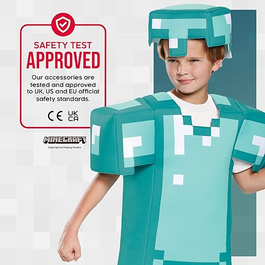 Disguise  Fantasia oficial de Minecraft de armadura de diamante de luxo para crianças - feita com material super macio - fantasias de Natal e Halloween para crianças, roupa de fantasia