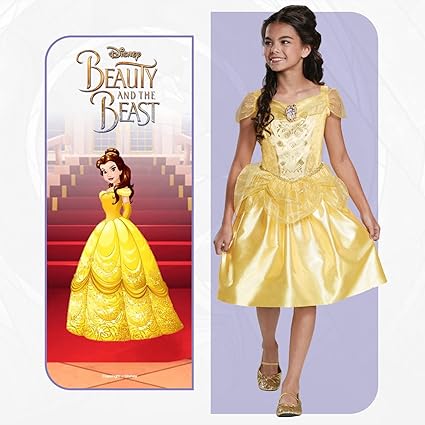 DISGUISE  Fantasia clássica oficial da Disney Belle para meninas, fantasia de Belle para crianças, fantasia de A Bela e a Fera, roupa de fantasia de Belle, fantasias do Dia Mundial do Livro para meninas