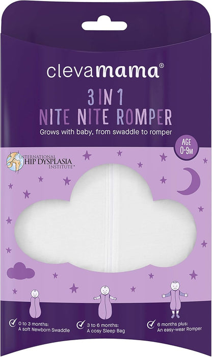 Clevamama Nite Nite Baby Romper (0-9 Meses) - Bolsa de Pañales para Recién Nacidos y Bebés, 100% Algodón - Coral