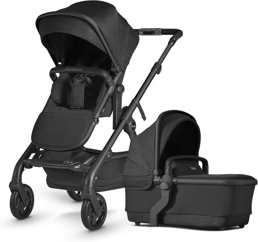 Silver Cross - Carrinho de passeio simples a duplo Wave - Carrinho de bebê 2 em 1 - Buggy duplo estreito - Compatível com assento de carro - Recém-nascido a 4 anos (22kg) - Onyx