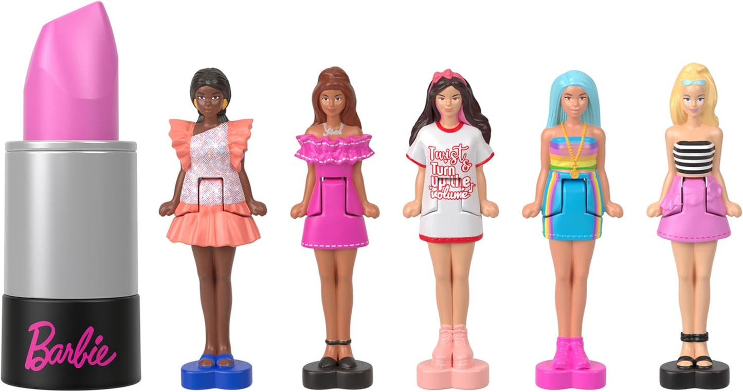 Barbie  Mini BarbieLand 5-Pack Fashionistas Dolls, Mini Dolls de 1,5 polegadas em tubos de batom, coleção instantânea e revelações surpresa (os estilos podem variar), JBD26