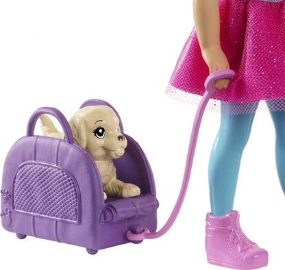 Barbie Casa de bonecas de 3 andares com elevador, cadeira de balanço, móveis e acessórios, dobrável para portabilidade e viagem, DLY32