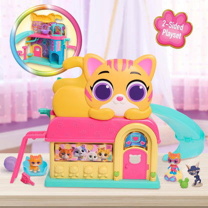 Just Play Disney Junior SuperKitties Purr ‘N’ Play Playset e figuras, 12 peças, luzes e sons, brinquedos infantis para maiores de 3 anos