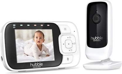 Hubble View + monitor para bebê de 2,8 "com câmera, zoom digital panorâmico e inclinação, conversa bidirecional, visão noturna, monitor de temperatura ambiente, câmera de monitor de vídeo para bebê, indicador de nível de som, alcance de 1000 pés, câmera