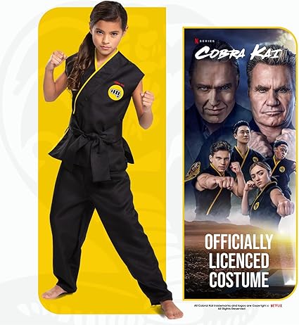 DISGUISE Fantasia oficial premium cobra kai infantil, fantasia de karatê infantil, roupa de karatê fantasia para crianças fantasias para meninos m