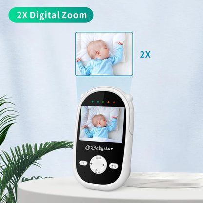 Babystar Monitor de bebê com câmera e visão noturna, monitor de bebê de vídeo sem fio com bateria recarregável, conversa bidirecional, tela HD de 2,4 polegadas, lembrete de alimentação, 4 canções de ninar