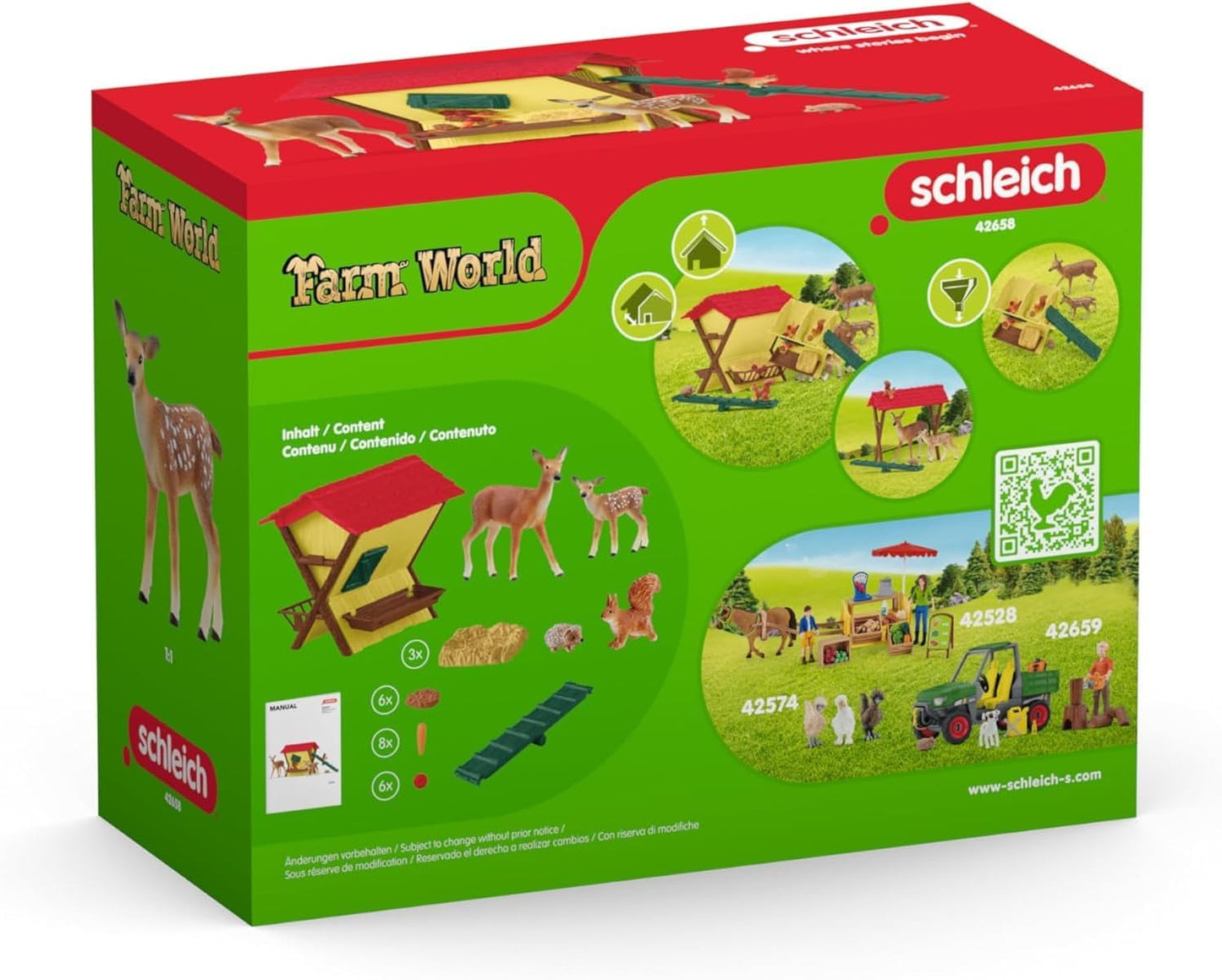 Schleich 42658 FARM WORLD Alimentando os animais da floresta Conjunto de brinquedos para maiores de 3 anos