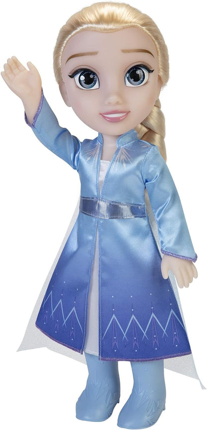 Frozen  Boneca de viagem Disney 2 Elsa, boneca de 14 ”/ 35 cm de altura, inclui vestido de moda icônico inspirado em filmes, botas e cabelo longo trançado para brincadeiras adicionais, para meninas a partir de 3 anos